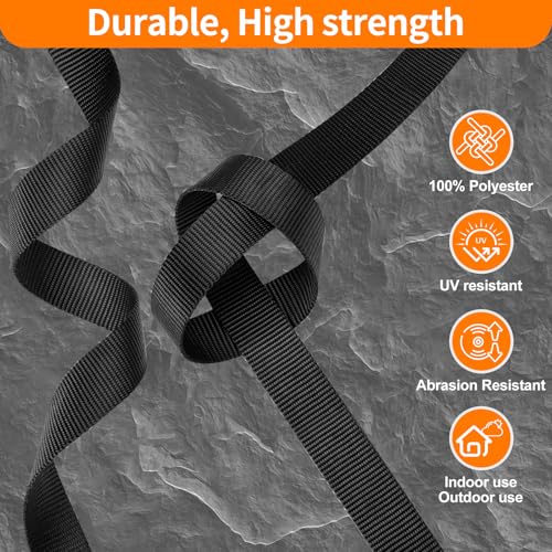 BEYOURD Webbing, Heavy Duty Webbing Straps, Extra Thick Strapping for Outdoor DIY Gear Repair, Black White