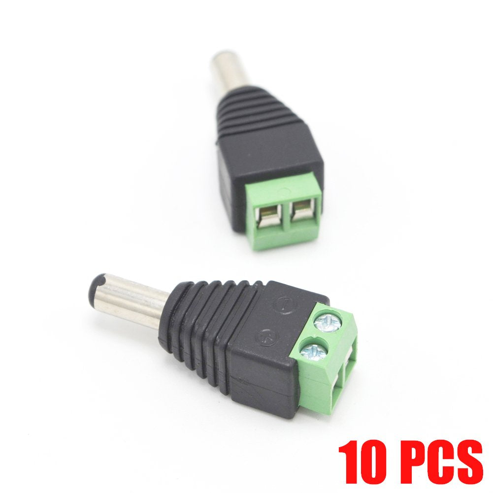 Xenocam 10 Pack 2.1Mm X 5.5Mm Male Cctv Camera Dc Power Adapter Connector