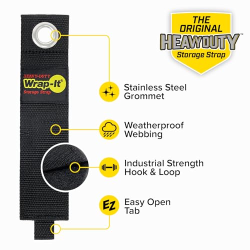 Heavy-Duty Wrap-It Storage Straps, 17-inch (6 Pack) - Extension Cord Organizer, Storage, Cord Straps, Cable Straps for Hos...