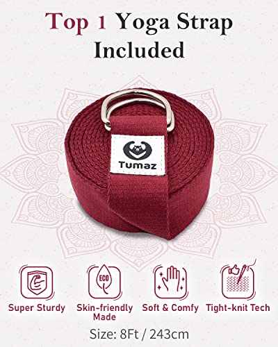 Tumaz Yoga Bolster Set - Rectangular Bolster Pillow for Restorative Yoga, Soft Meditation Pillow with Carry Handle and 8-F...