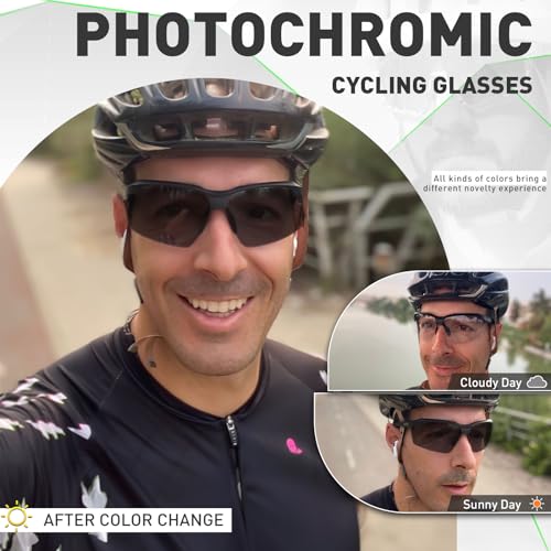 KAPVOE Photochromic Sunglasses for Men Women Sports Sunglasses Cycling Running Baseball Golf 100% UV Protection K87
