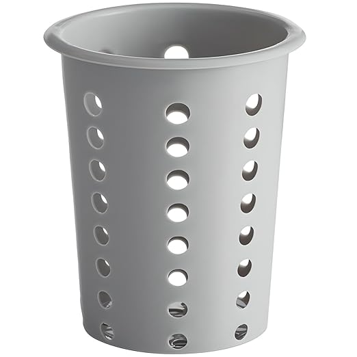 OCS Parts Perforated Utensil Drying Cups | Gray | Set of 3 | Plastic Flatware Holder Cylinders for Kitchen Counter Organization