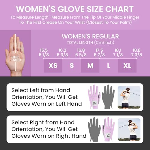 Amy Sport All Weather Grip Golf Gloves Women Value 2 Pack for Left Right Handed Golfer, Upgraded Anti Slip & Comfortable G...