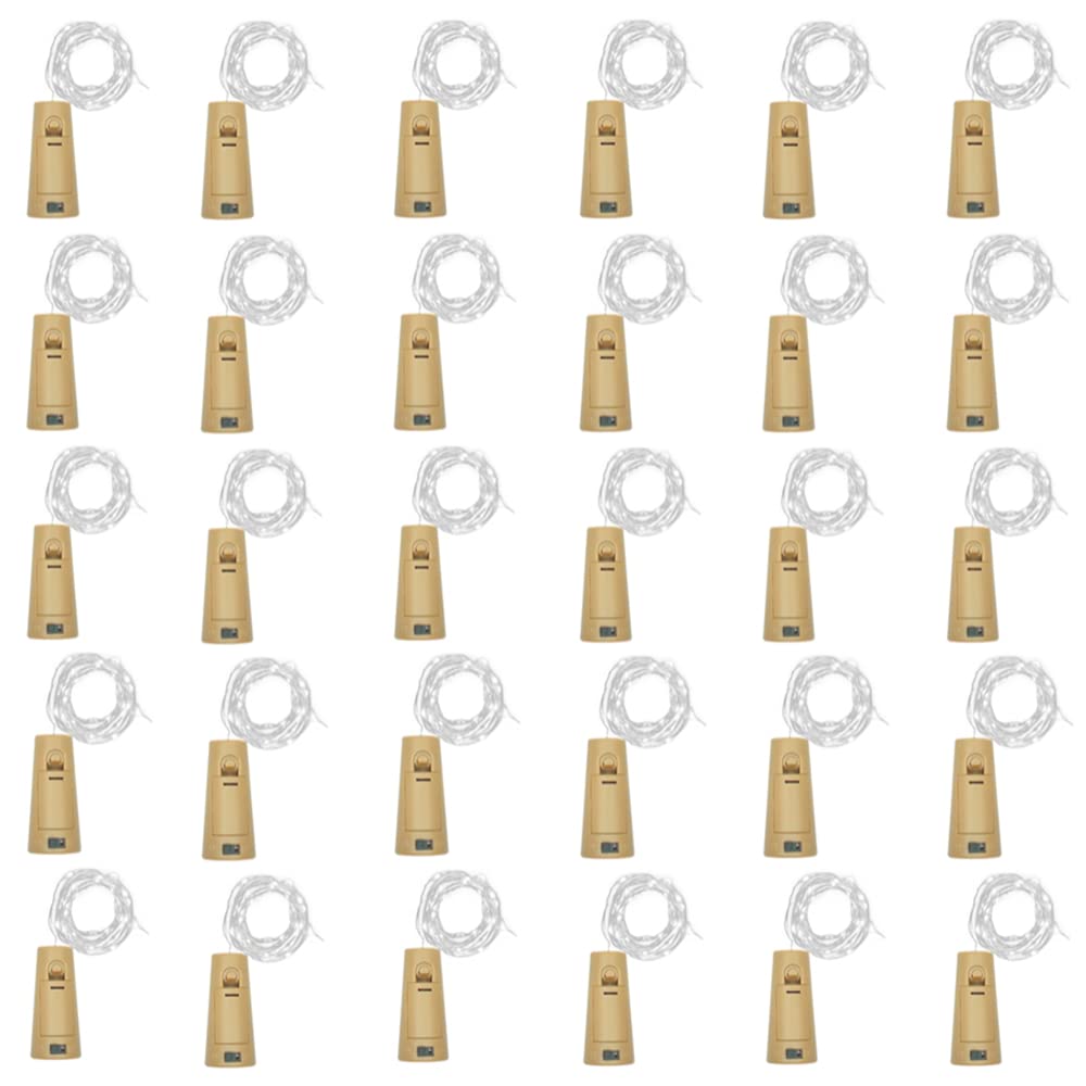 Lovenite Wine Bottle Lights With Cork  Battery Operated 30 Pack 20 Led Cork Shape Silver Wire Fairy Mini String Lights(No Bottles) For Diy  Party  Decor  Christmas  Halloween Wedding (30  Cool White)
