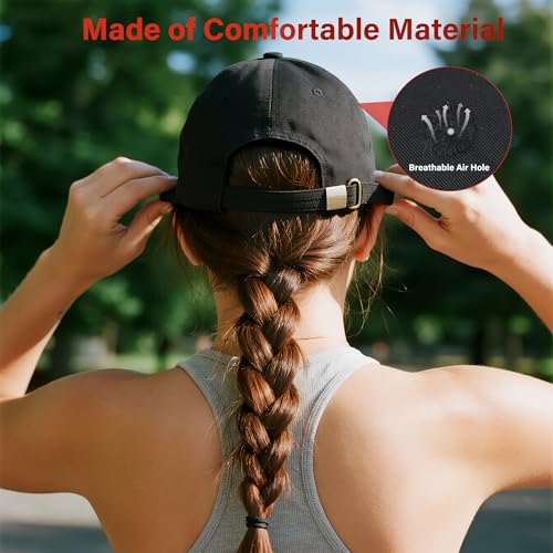 Unisex Adjustable Baseball Cap in Black - Soft Lightweight Fabric, Great for Running, Hiking, Outdoor Adventures or Daily Use