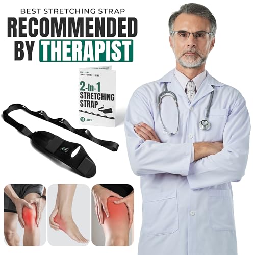 Stretch Strap with Loops Physical Therapy - Full Body Exercise Straps for Stretching with Detachable Foot - Leg & Calf Str...