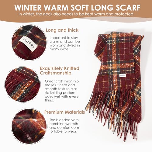 JOYPICKS Women's Long Knit Scarf Winter Chunky Scarfs Warm Big Wrap Thick Winter Fashion Scarves for Outdoor Men & Women