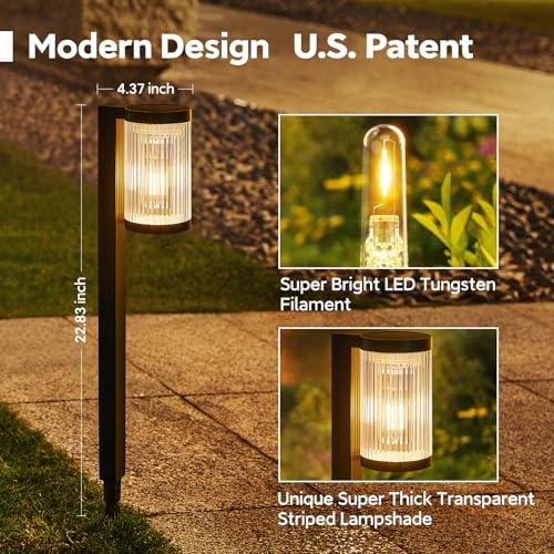 ELECLINK Solar Pathway Lights Outdoor, 6 Pack Upgraded Outdoor Solar Lights for Outside Super Bright Up to 12Hrs, IP65 Wat...