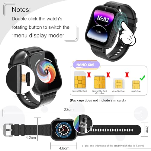 OKYUK 4G Kids Smart Watches Girls Gifts Age 3-12, Smart Watch for Kids with 47 Games, Two-Way Calling Feature, SOS Emergen...