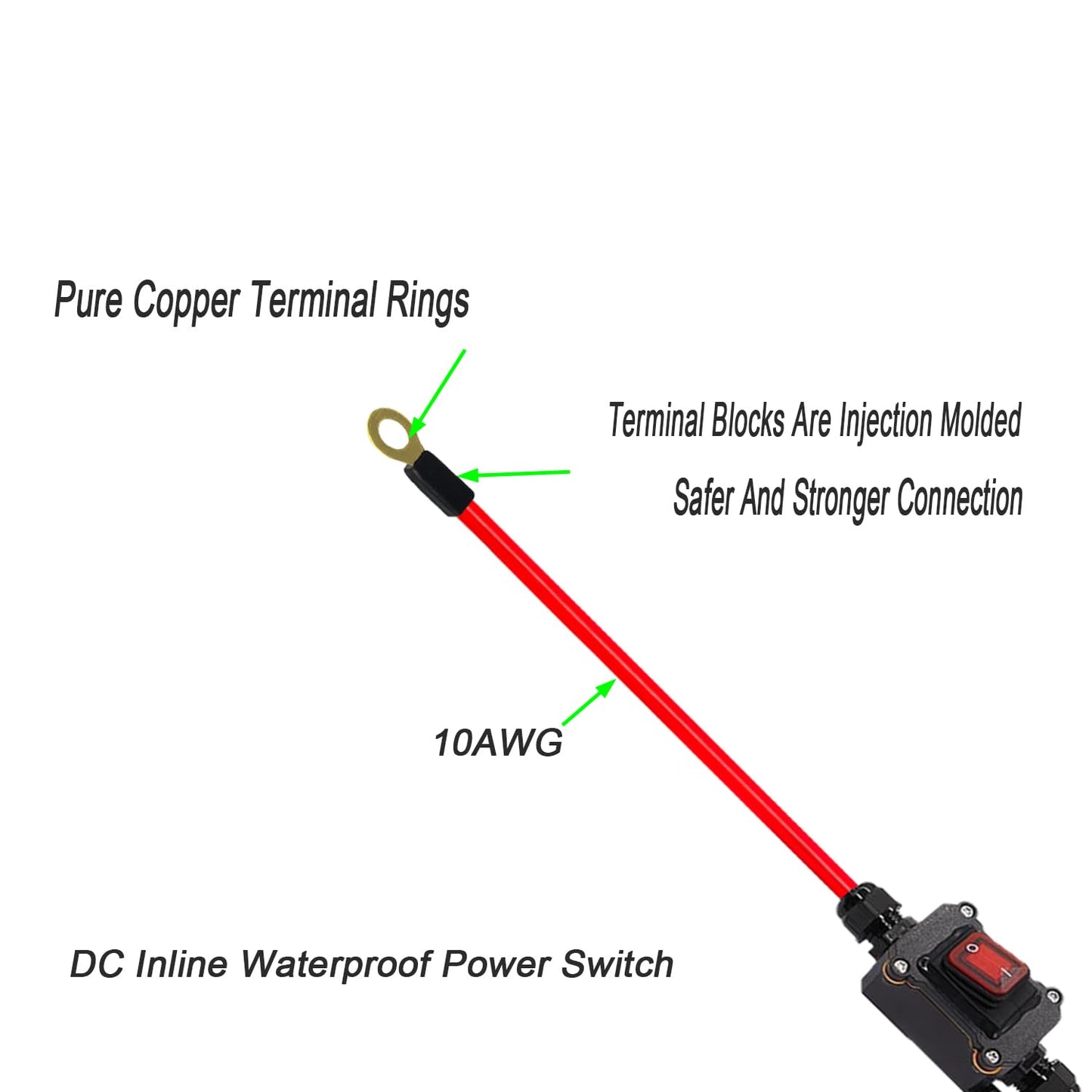 DC 12V Inline Switch DC 12-24V,DPST Dual Side Wiring Switchs 25A Inline Power Switch,Waterproof Inline Switchs IP67 for Motorcycle and Automotive.(DC Switch)