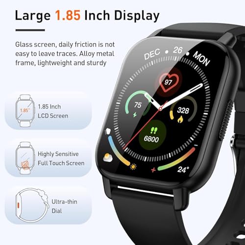 Smart Watch for Men Women, 1.85" HD Touchscreen Fitness Tracker with Bluetooth Calling, 2025 Fitness Watch with 110+ Sport...