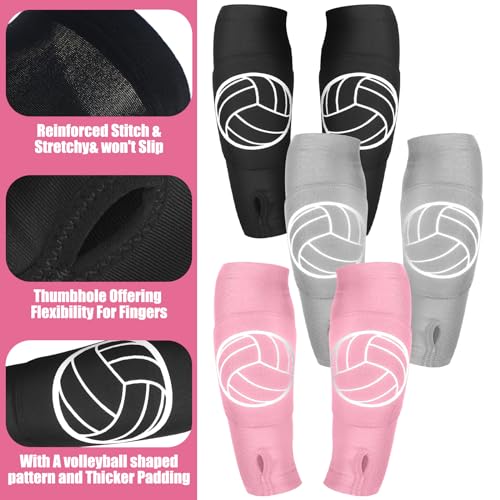 Sosation 3 Set Volleyball Arm Sleeves and Knee Pads for Kids Soft Forearm Sleeves with Protection Pad Thumbhole Volleyball...