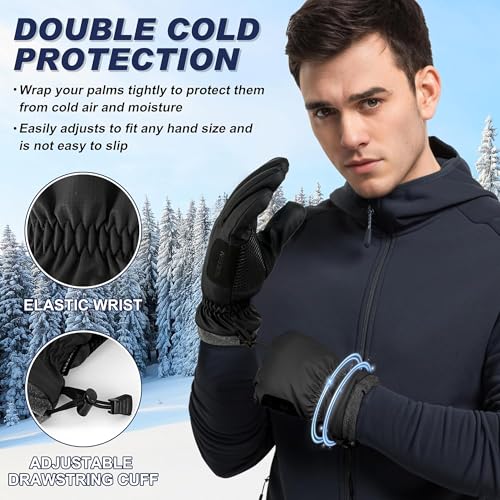 Sukeen Windproof Winter Gloves for Cold Weather, Soft Warm Touchscreen Anti-Slip Mens Winter Gloves for Running Driving Cy...