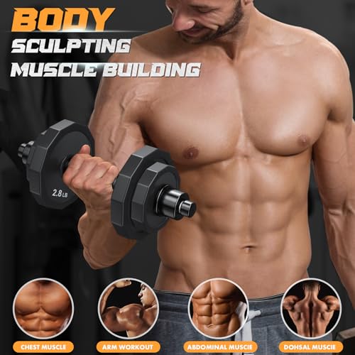 KISS GOLD Weights Dumbbells Set, Adjustable Dumbbell Sets 22Lbs 44Lbs 66Lbs 88Lbs with Solid Steel, Barbell Free Weight Se...