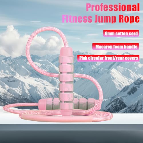 Jump Rope for Women & Men Adjustable Length Cotton Skipping Rope for Adults & Kids Workout Equipment for Weight Loss, Card...