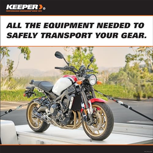 Keeper Ratchet Tie Down Straps Kit, 4 Pack - 1in. x 15ft. Heavy Duty Cargo Straps for Motorcycle, ATV, UTV & Moving – 1800...