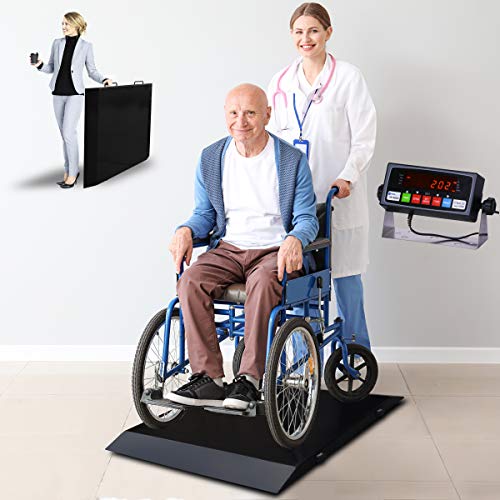 Meilestone MS-WCS1000 1000lb Wheelchair Scale/Portable Light Weight Floor Wheelchair Scale for Home or Senior Care House |...