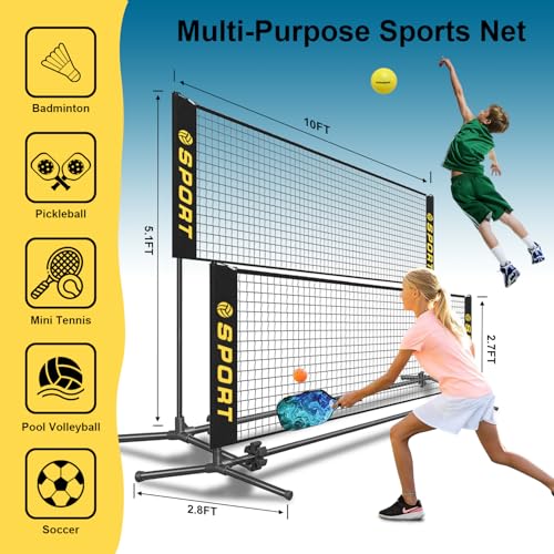 Furypiont 10 FT Mini Portable Volleyball Net Equipment Set with Rubber Volleyball,Pump and Potable Carry Bag.Adjustable He...