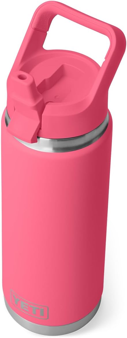 YETI Rambler 26 oz Bottle, Vacuum Insulated, Stainless Steel with Color Matching Straw Cap