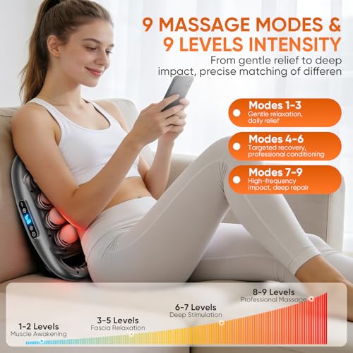 PEMUCEN 16 Head Massage Gun Deep Tissue, Quiet Back Massager for Pain Relief Deep Tissue with 9 Modes and 9 Intensities fo...