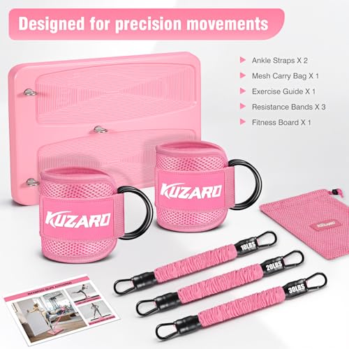 Ankle Resistance Bands with Cuffs & Fitness Board, Legs & Glutes Workout Equipment for Women Home Gym Exercise