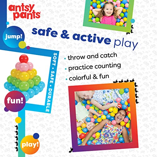 Antsy Pants 100 Ball Pit Balls, Ball Pit for Toddlers 1-3, Non-Toxic Materials, Lightweight, 5 Colors, Reusable Storage Ba...