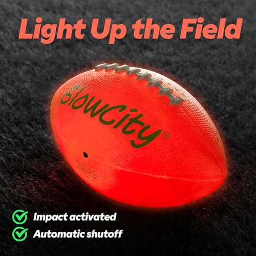 GlowCity Glow in The Dark Football - Size 3/6 Light Up Ball Gifts for Kids, Junior & Teens - Bright Football for Night Out...