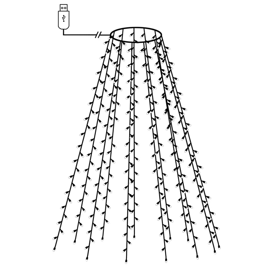 vidaXL LED Christmas Tree Net Lights - 210 Cold White LEDs, Water Resistant, 82.7in Height, 16.4 Extension Cable