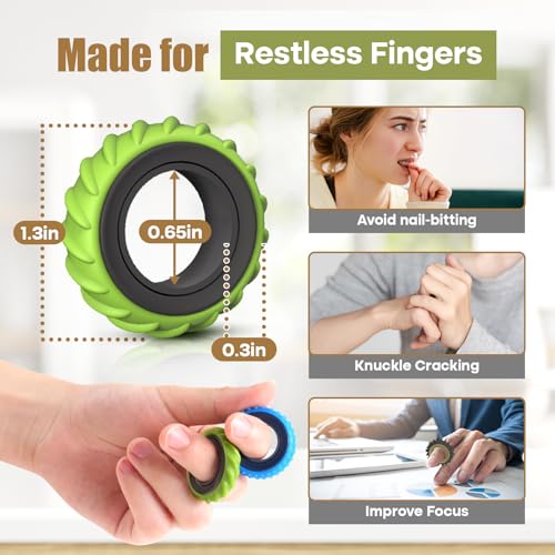 Fidget Toys Adults Sensory Rings: 12 Pack Texture Spinner Rings - Stress Relief Sensory Toys for Kids ADHD - Quiet Desk Fi...