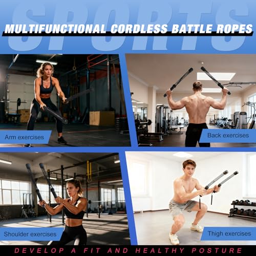 Gonideerix 2-in-1 Ropeless Battle Ropes (2-Pack), Adjustable to Resistance Training Stick – Portable Full Body Workout for...