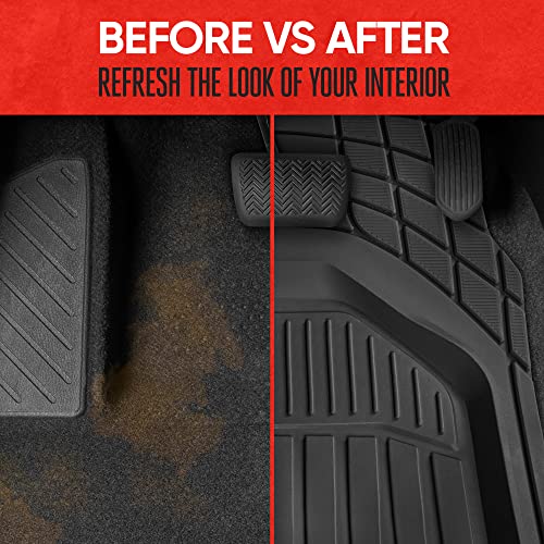 Motor Trend 943-BK FlexTough Defender Car Floor Mats -Next Generation Deep Dish Heavy Duty Contour Liners for Car SUV Truc...