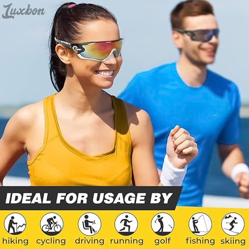 2 Pcs Sport Sunglasses Men - Lightweight & Flexible Running Glasses for Men and Women, Secure Fit, Scratch-Resistant Lense...