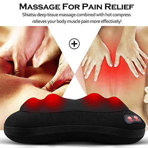 Papillon Back Massager with Heat,Shiatsu Neck Massager Pillow for Back,Neck,Shoulder,Foot & Lower Back Pain Relief,Electri...