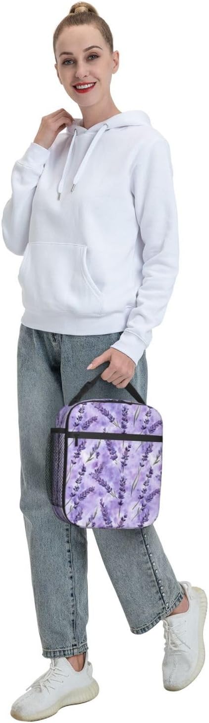 Lavender Lunch Box Insulated Lunch Bag for kids Girls Boys,Reusable Lunch Box Containers for Women Men,Durable Cooler Tote Bag Lunchbox for Office/School/Picnic