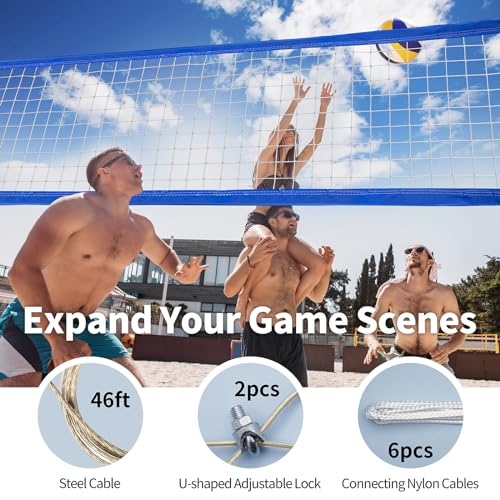 YUXUXU Professional Volleyball Net Outdoor Heavy Duty, All Weather Enhanced, Extended Stainless Steel Cable, Extra Thick B...
