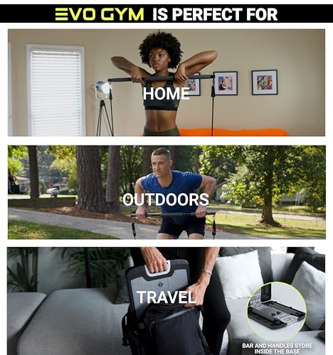 EVO Gym - Portable Home Gym Strength Training Equipment, at Home Gym | All in One Gym - Resistance Bands, Base Holds Gym B...