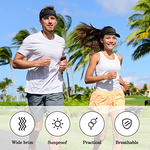24 Pieces UV Protection Visors for Women Men Sports Outdoor Sun Visor Hat Black Visor Adjustable Beach Cap for Outdoor Ten...