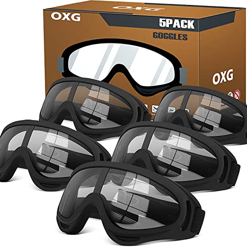 OXG 5 Pairs Motorcycle Goggles for Youth Men Women, ATV Ski Goggles Anti-UV Dustproof Windproof Dirt Bike Goggles Fit Helmet