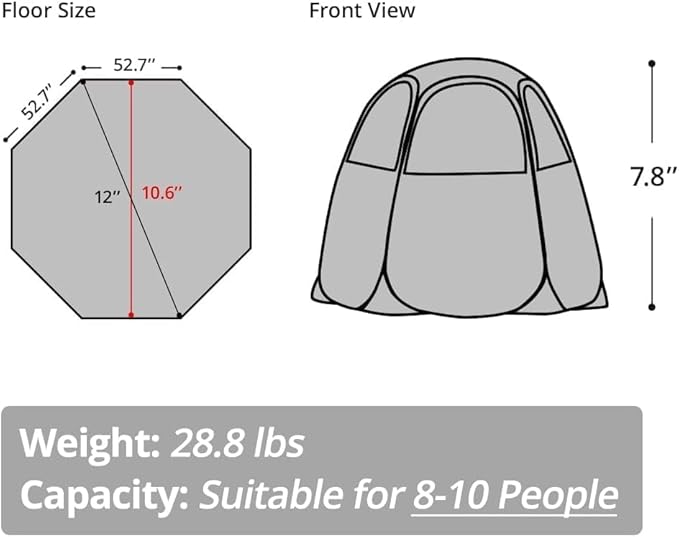 Alvantor Screen House Gazebo, 6-10-15 Person Pop Up Igloo Screened Canopy Tent with Mosquito Netting Sides, Instant UV Resistant Sun Shelter for Garden, Patio, Backyard