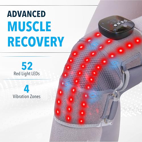 FORTHiQ RED+ Knee Massager with Heat and Red Light Therapy for Pain Relief, Knee Brace with 2 Wavelengths, 3 Massage & 4 P...