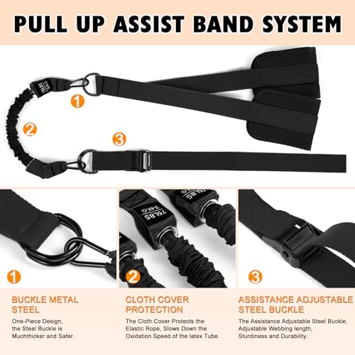 Two Foot Pull Up Assistance Bands,Heavy Duty Pull Up Workout Bands,Adjustable Weight/Size with Comfortable Fabric Feet/Kne...