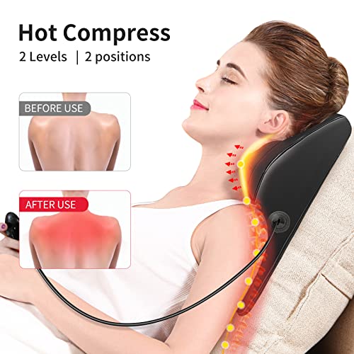 OMASSA Shiatsu Neck Massager with Heat, 3D Kneading Back Massage Pillow for Pain Relief, Massagers for Neck and Back, Shou...
