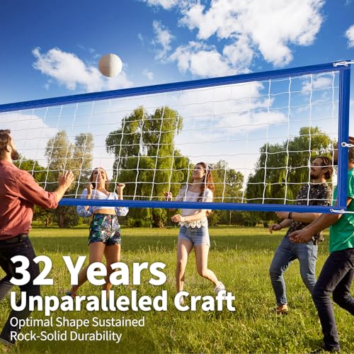 YUXUXU Professional Volleyball Net Outdoor Heavy Duty, All Weather Enhanced, Extended Stainless Steel Cable, Extra Thick B...