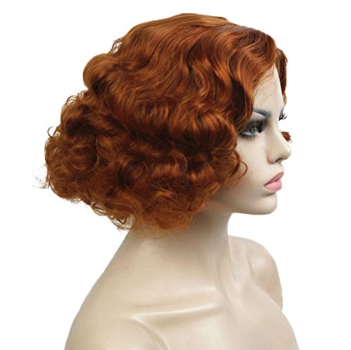 Aimole Short Curly Wigs Women's Vintage Flapper Wig 1920s Cosplay Halloween Party Daily Everyday Hair Red