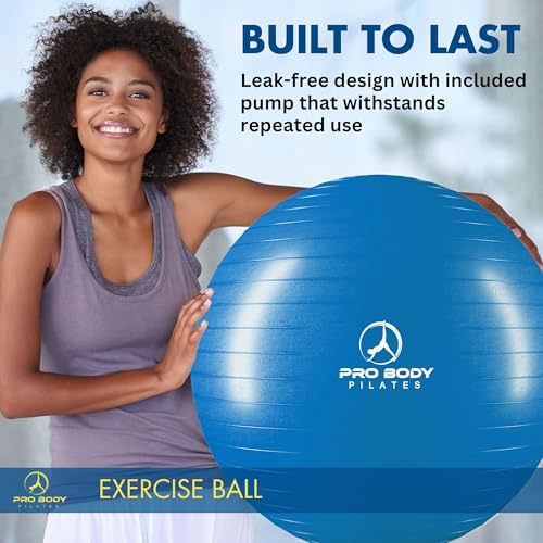 ProBody Pilates Exercise Ball - Multiple Sizes Gym Grade Balance Ball for Fitness, Yoga, Workout, Pregnancy & Physical The...