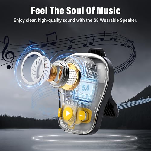 ZYHKON Wearable Bluetooth Speaker, Clip-on Wireless Portable Speakers, IP56 Waterproof Clip Speaker Up to 18 Hours Battery...