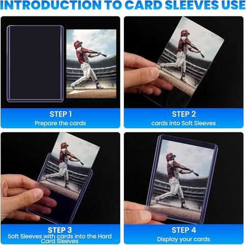 2000 Card Sleeves Top Loaders for Cards, 3" x 4" Hard Plastic Toploaders, Baseball Card Protectors, Trading Card Holder fo...