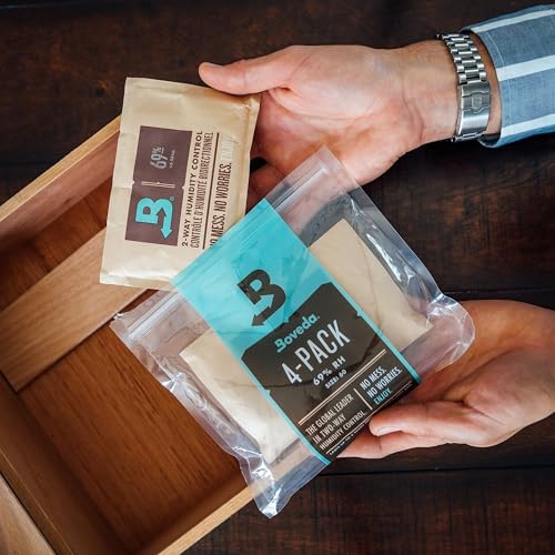 Boveda 69% Two-Way Humidity Control Packs For Plastic and Wood Containers Size 60 – 4 Pack – Moisture Absorbers – Humidifi...