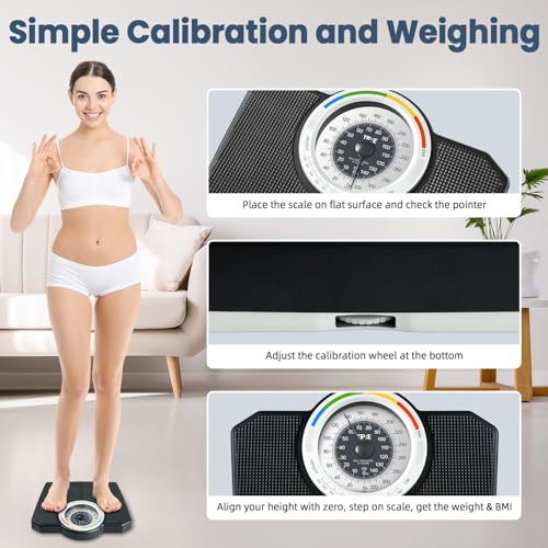 TIPRE Analog Scale for Body Weight, Mechanical Bathroom Scale, Analog Scale for Body Weight, 150kg/330lb, Dial Scale with ...