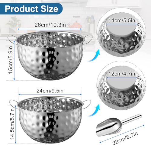 Ice Bucket of 2 Pack, 7L (10.3 * 10.3 * 5.9in) Large Ice Buckets for Parties,Metal Beverage Tub,Wine Bucket with Scoop,Cha...